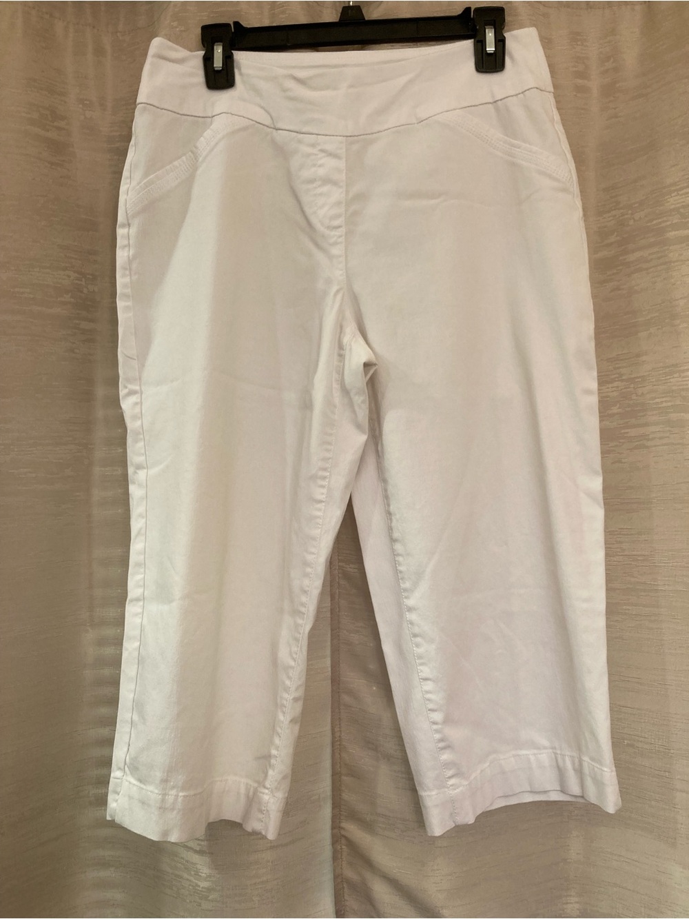 White Cropped Stretch Pull-On Pants size 12